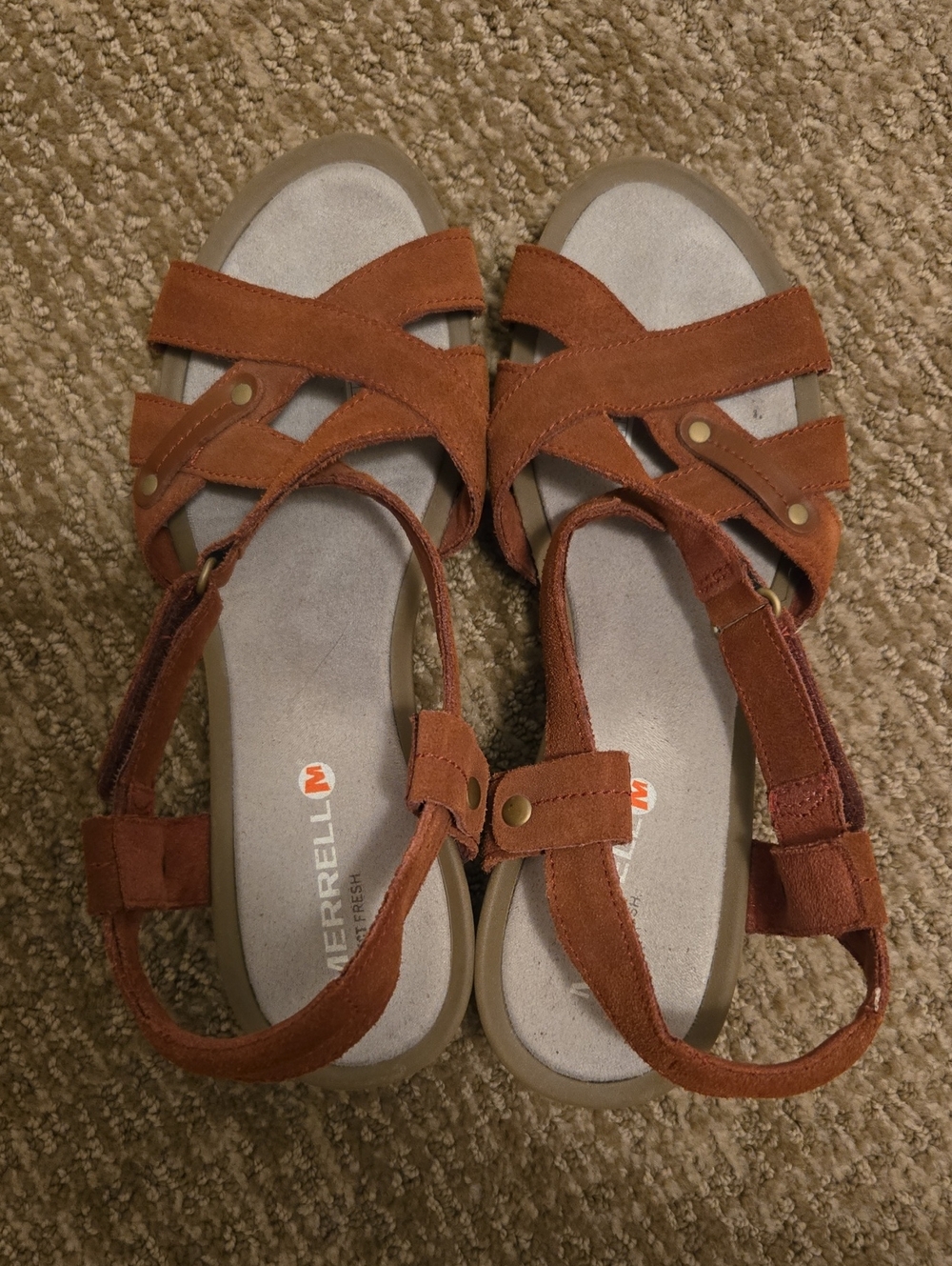 Merrell Women's Rust Suede Strappy Walking Sandals, Size 8